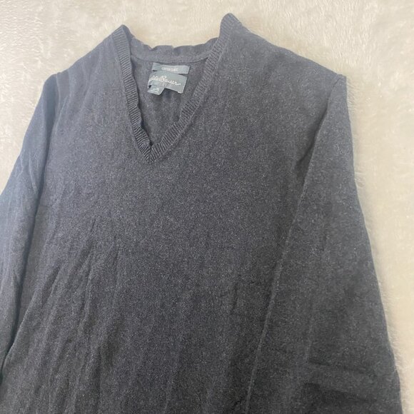 Eddie Bauer Cotton Cashmere Men's Size TXL Gray V Neck Long Sleeve Sweater - Picture 2 of 9